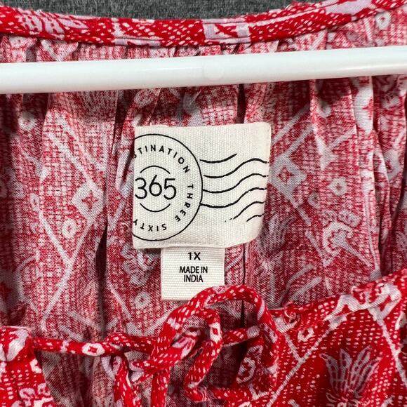 Destination 365 Regular Printed Short-Sleeve Midi Dress Red Abstract Size 1X - Picture 3 of 15